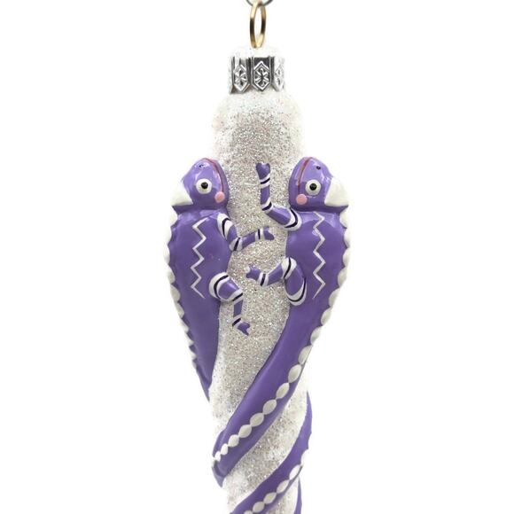 Patricia Breen Chameleon Icicle Lavender White Glass Christmas Holiday Ornament - Picture 5 of 8